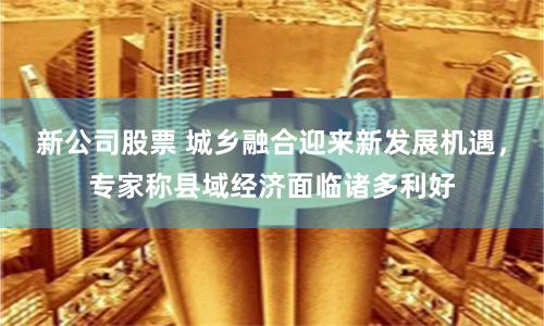 新公司股票 城乡融合迎来新发展机遇，专家称县域经济面临诸多利好