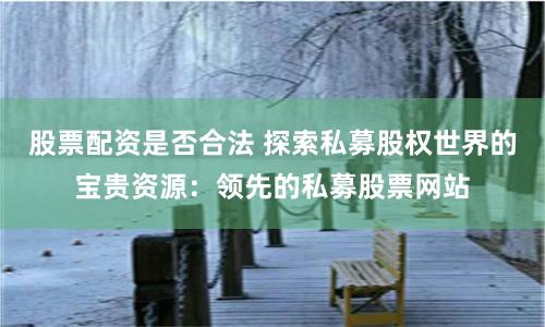 股票配资是否合法 探索私募股权世界的宝贵资源：领先的私募股票网站